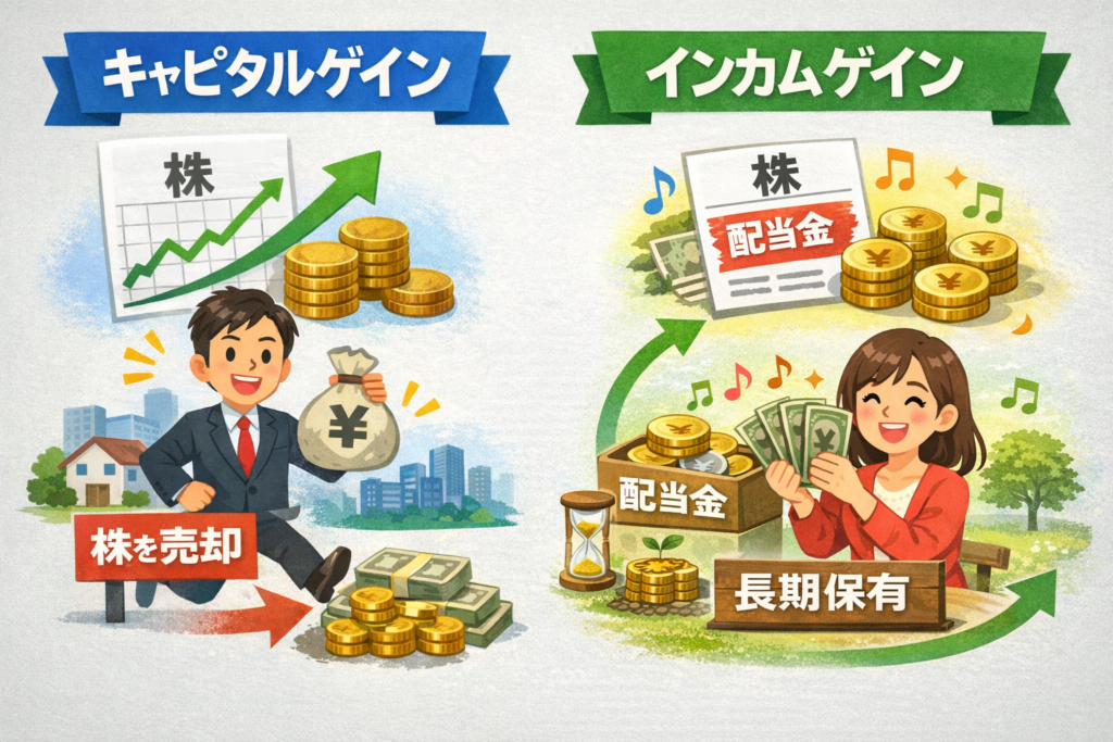 キャピタルゲインとインカムゲインのイメージ画像